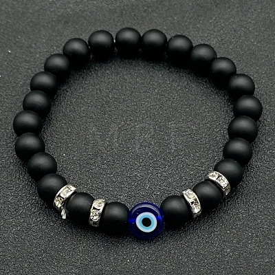 Natural Obsidian Beads Stretch Bracelets for Women Men JL6065-1-1