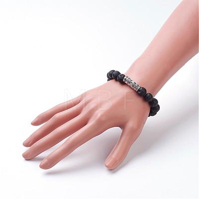 Natural Lava Rock Stretch Bracelets BJEW-JB02757-01-1