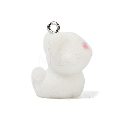 Animal Theme Flocky Opaque Resin Pendants RESI-H042-01P-06-1
