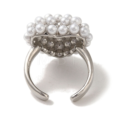 Rack Plating Brass Micro Pave Pearl Rings RJEW-R315-02B-P-1