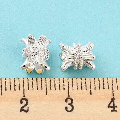 Brass Micro Pave Cubic Zirconia Spacer Beads KK-H452-27S-1