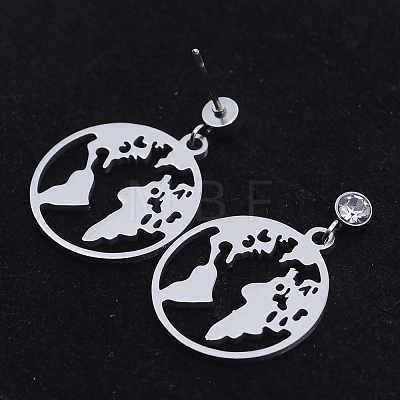 201 Stainless Steel Dangle Stud Earrings EJEW-T008-JN758-1