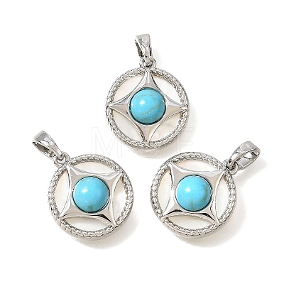 Synthetic Turquoise & Natural Shell Pendants KK-N289-08P-02-1