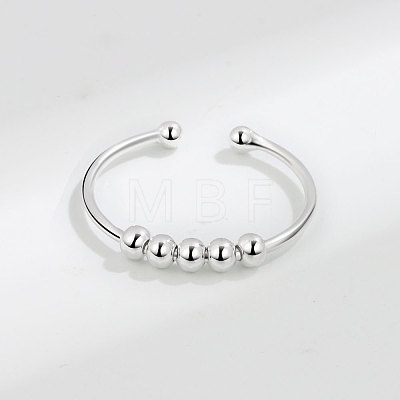 925 Sterling Silver Open Cuff Rings RJEW-P091-01A-S-1