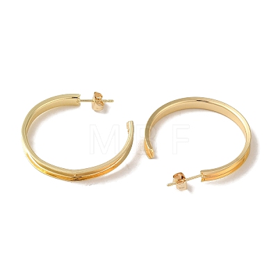 Rack Plating Iron Stud Half Hoop Earrings EJEW-M254-01G-02-1