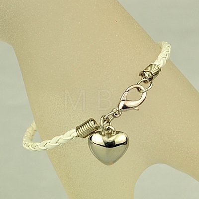 PU Leather Braided Charm Bracelets BJEW-JB00785-01-1