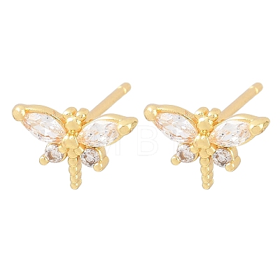 Brass Micro Pave Cubic Zirconia Stud Earrings for Women KK-A305-08G-02-1