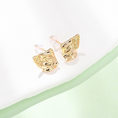 Brass Stud Earrings EJEW-D363-01G-01-1