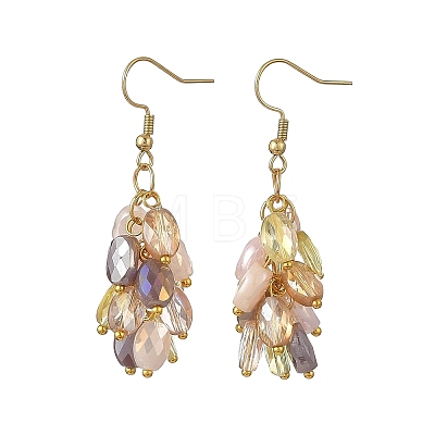 304 Stainless Steel & Electroplate Glass Beads Cluster Earrings for Women EJEW-JE07470-1
