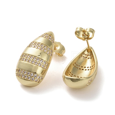Brass Micro Pave Cubic Zirconia Stud Earrings EJEW-H308-08G-04-1