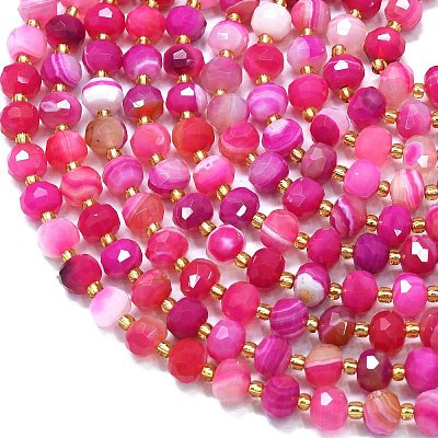 Natural Dyed Banded Agate Beads Strands G-K389-E40-01-1