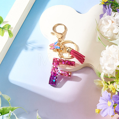 Alloy Resin Butterfly Keychains KEYC-TADJ0002-02G-F-1