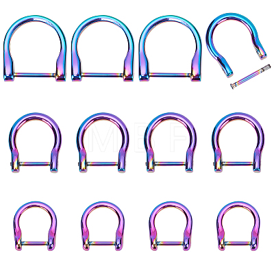 WADORN 12Pcs 3 Styles Alloy D-Ring Anchor Shackle Clasps FIND-WR0008-73-1
