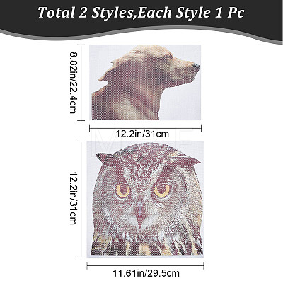 Gorgecraft 2 Sheets 2 Style Owl & Dog Plastic Waterproof Car Window Stickers STIC-GF0001-08-1