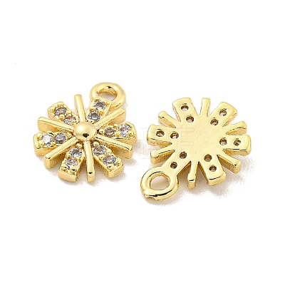 Brass Micro Pave Clear Cubic Zirconia Charms KK-Z044-16G-1