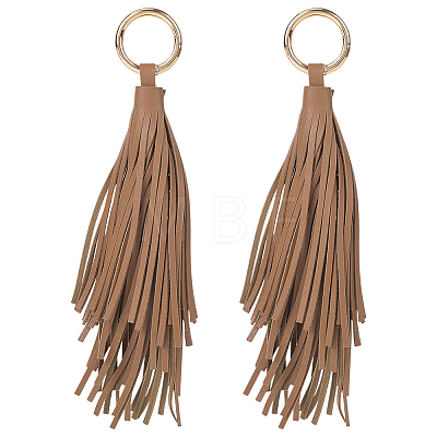 2Pcs PU Leather Tassel Pendant Keychains FIND-CL0002-41A-1