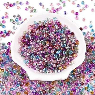6/0 Baking Paint Transparent Fringe Glass Seed Beads X1-SEED-N006-06-1