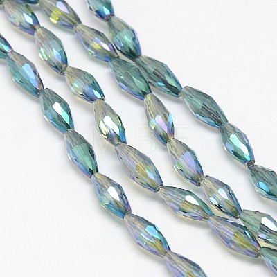 Electroplate Crystal Glass Rice Beads Strands EGLA-F042-A13-1