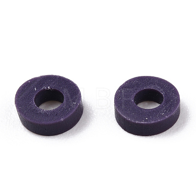 Flat Round Handmade Polymer Clay Bead Spacers X-CLAY-R067-4.0mm-04-1