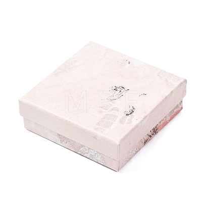 Floral Oil Painting Print Square Cardboard Jewelry Boxes CBOX-A010-01B-06-1