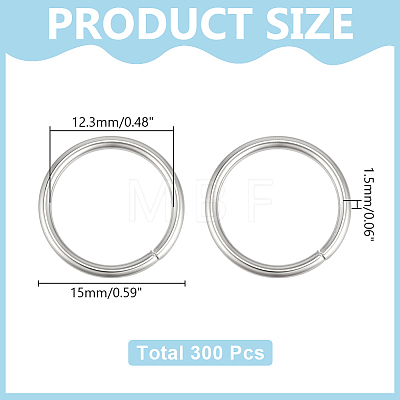 300Pcs 304 Stainless Steel Jump Rings STAS-ME0003-83-1