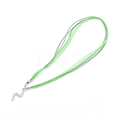 Waxed Cord and Organza Ribbon Necklace Making NCOR-T002-239-1