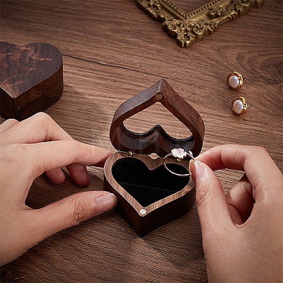 Heart Wood Ring Storage Boxes CON-WH0087-50-1