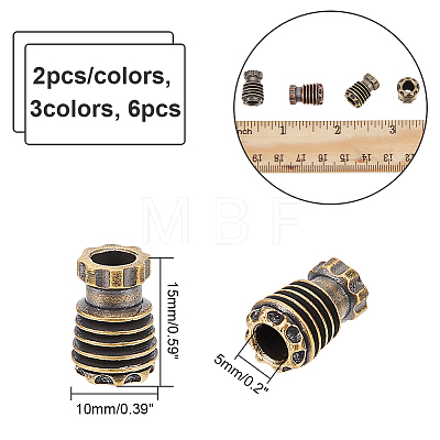  6Pcs 3 Color EDC Brass Knife String Pendant Light Parachute String Tool KK-NB0002-90-1