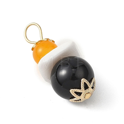 3Pcs 3 Styles Natural Green Aventurine & Black Onyx & White Jade & Malaysia Jade Pendants PALLOY-JF04710-1