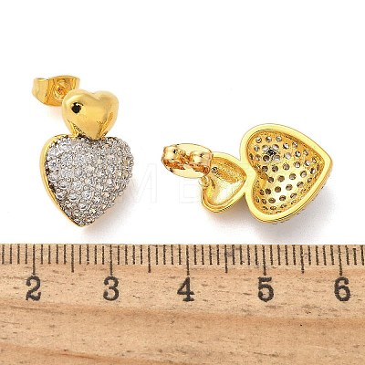 Brass Micro Pave Clear Cubic Zirconia Stud Earrings EJEW-F359-03G-01-1