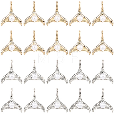20Pcs 2 Colors Alloy Crystal Rhinestone Pendants ALRI-YW0001-35-1