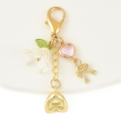Brass & Alloy & Glass & Acrylic Pendant Decorations HJEW-YW00465-02-1