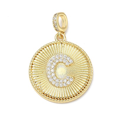 Brass Micro Pave Clear Cubic Zirconia Pendants KK-L253-17G-C-1