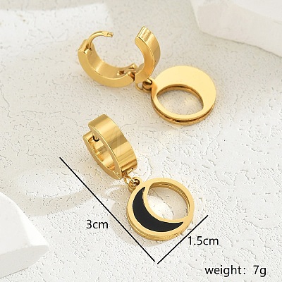 Elegant Stainless Steel Moon Hoop Earrings XZ5381-2-1