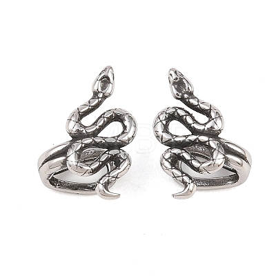 Snake 316 Stainless Steel Non- Piercing Cartilage Earrings AJEW-C044-08A-AS-1