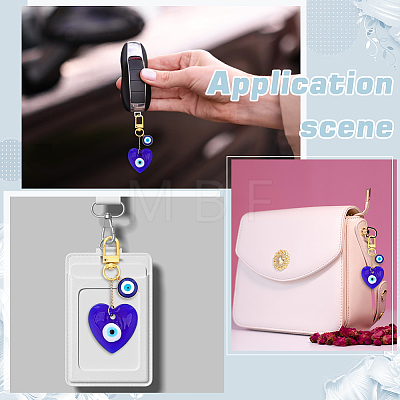 6Pcs Heart Handmade Evil Eye Lampwork Pendant Decorations HJEW-ME00102-1