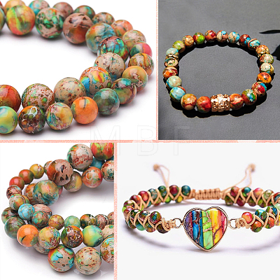 45Pcs Dyed Natural Imperial Jasper Beads G-SC0003-90A-1