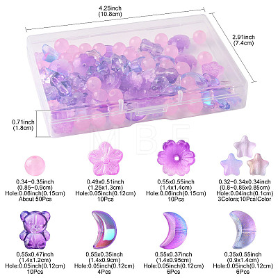 126Pcs 8 Styles Electroplate Transparent Glass Bead GLAA-FS0002-50-1