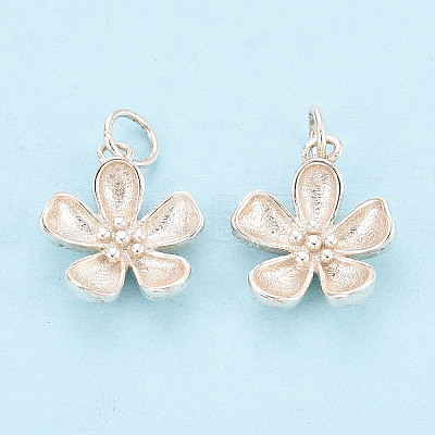 925 Sterling Silver Flower Charms STER-T009-03S-1