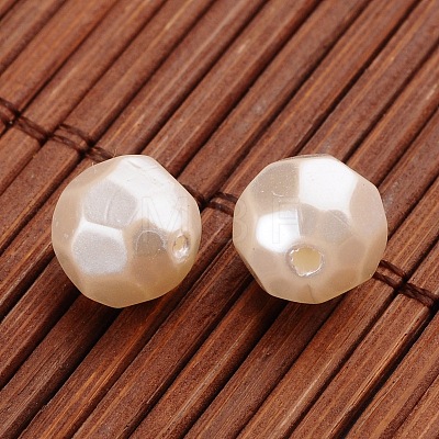 Faceted Round Imitation Pearl Acrylic Beads OACR-L004-2024-1