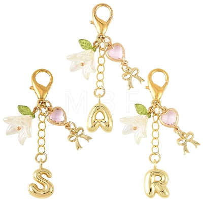 Brass & Alloy & Glass & Acrylic Pendant Decorations HJEW-YW00465-01-1