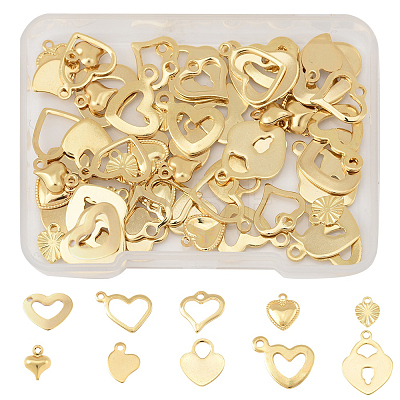 60Pcs 10 Styles Stainless Steel Charms STAS-FS0001-96-1