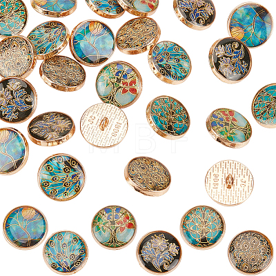 24Pcs 6 Styles 1-Hole Alloy Shank Buttons BUTT-CY0001-44A-1