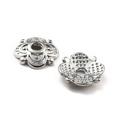 4-Petal Tibetan Style Alloy Flower Bead Caps TIBE-S222-P-NR-1