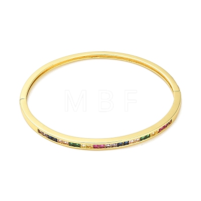 Brass Pave Colorful Glass Hinged Bangles for Women BJEW-M312-05G-1