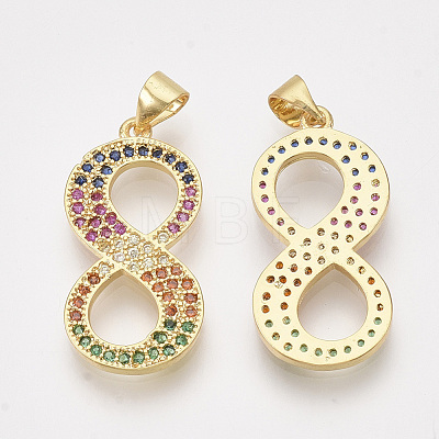 Brass Cubic Zirconia Pendants ZIRC-S062-01B-8-1