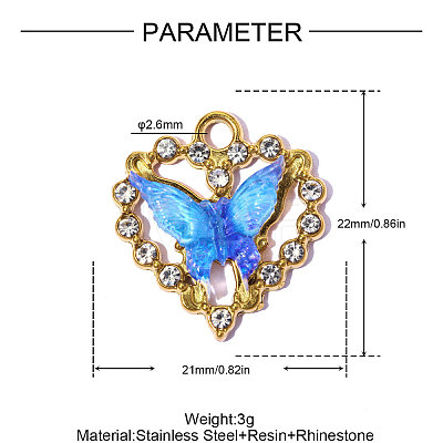 304 Stainless Steel Rhinestone Pendants STAS-OY015-36G-01-1