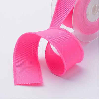 Polyester Frayed Grosgrain Ribbons ORIB-N0002-25mm-09-1