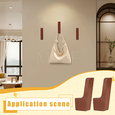 8Pcs Wooden Wall-mounted Coat Rack AJEW-DR0003-08-1