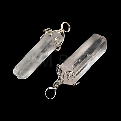 Natural Quartz Crystal Big Pointed Pendants G-P253-01P-1